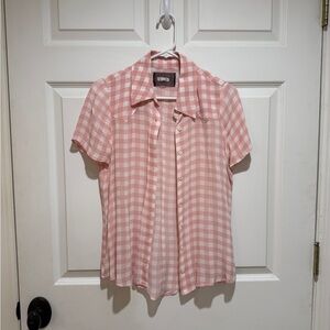 Reformation Pink and White Gingham Shirt